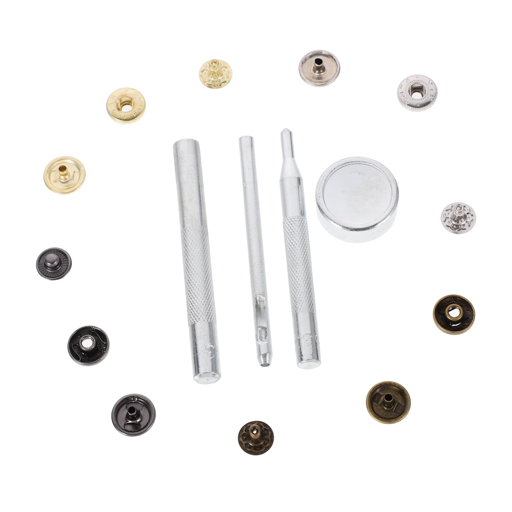 Bottoni a Pressione Rotondi in Ferro 12, 5mm 120 Set