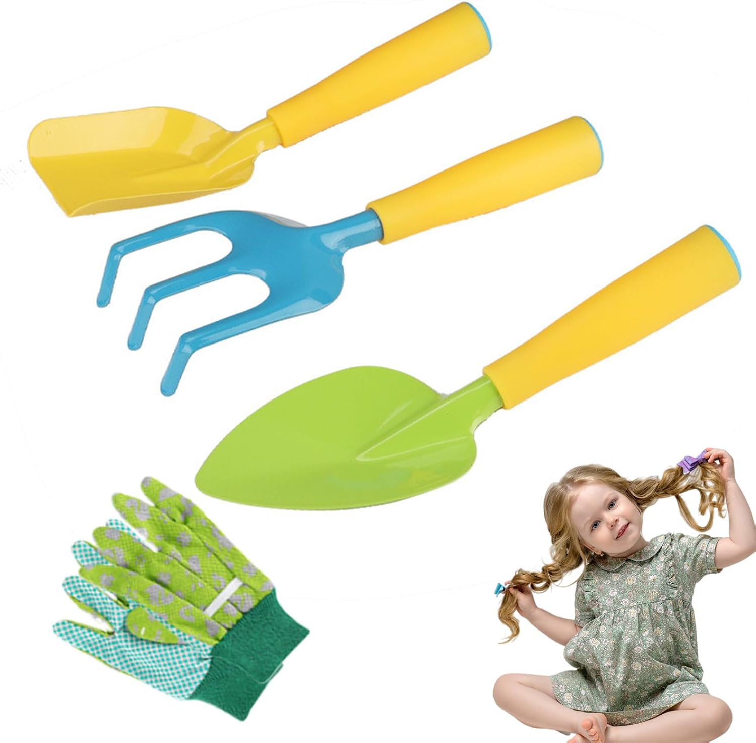 Kids Gardening Set 20Pcs/Set Mini Ergonomic Toddler Gardening Portable Vibrant Rounded Corner Educational Kids Tools for Outdoor