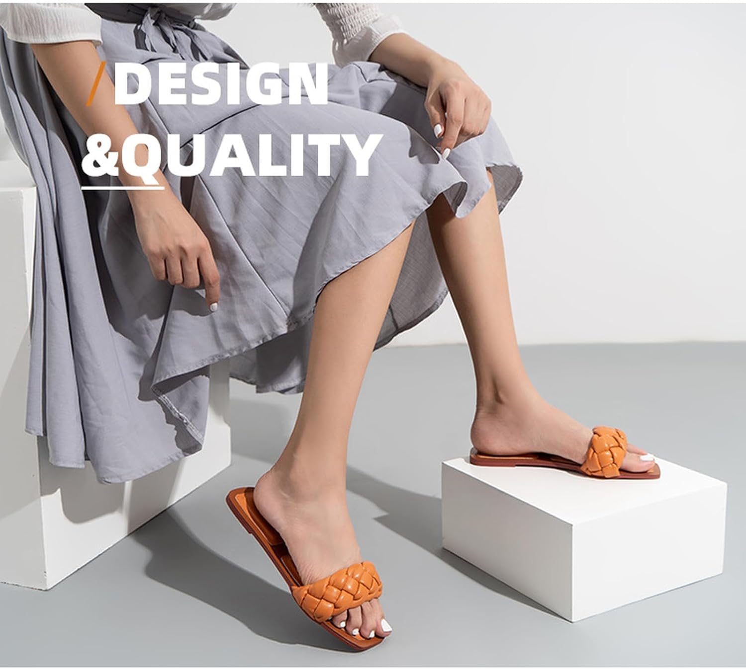 [EKSED] 女性オープンフラットビーチサンダル、レザーソフト快適な滑り止めレディースサマースリッパビーチプール