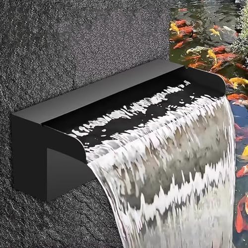 Stainless Steel Waterfall Fountain for Above Ground Pools & Koi Ponds, 32" Garden Cascade Water Blade Features for Indoor/Outdoor Decor