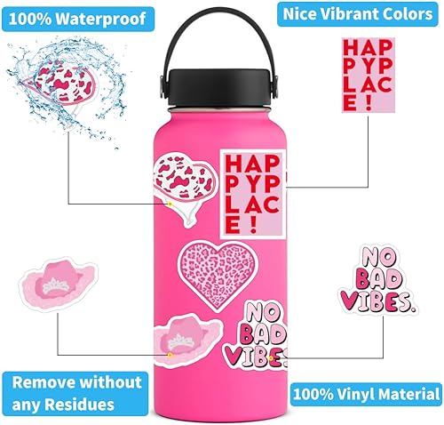 Miniatura 2 de 110 calcomanías de vinilo preppy, suministros de fiesta, vinilo impermeable, calcomanías estéticas, decoración rosa, calcomanías de teléfono móvil