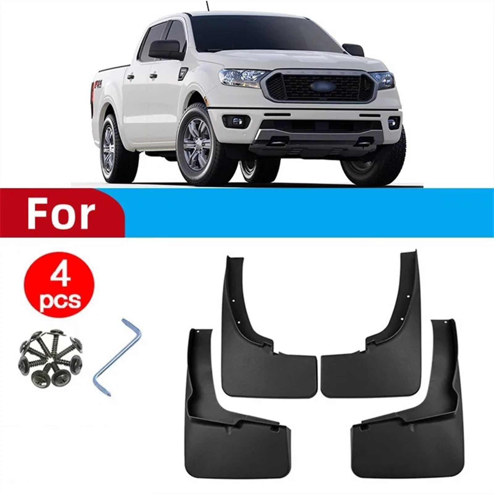 Faldillas para Coche Compatible con Ford para Ranger 2019 2020 2021 2022 2023 para Guardabarros Delantero Y Trasero Protector De Guardabarros para Coche