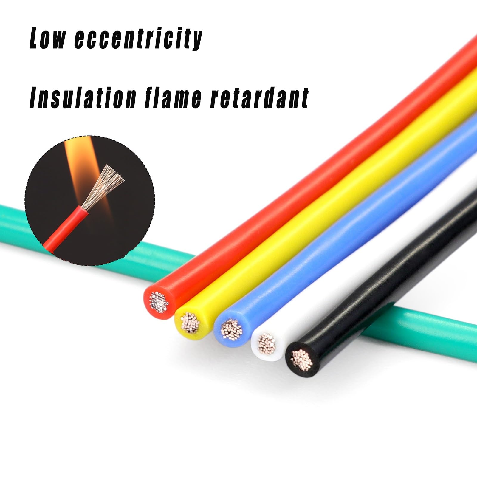 Alambre eléctrico de alta temperatura Calor, Cable de silicona cobre estañado HV HT 1 núcleo, certificado UL, 12-30 AWG, 320 pies con cinta aislante(16AWG)
