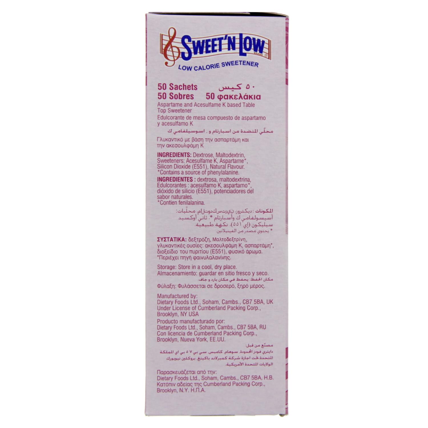 Sweet'N Low Zero Calorie Sweetener, 40g (50 Sachets) - Saccharin Sugar Substitute, Gluten-Free & Kosher Diabetics-Friendly Sweetener for Coffee, Tea, and Baking