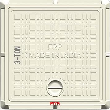 MTR Fiber Reinforced Polymer (FRP) 3 Tons Capacity Manhole Cover | Chamber Cover | Sump Cover Color Marble White (12 x 12 x 1 Inch, Square Marble White)