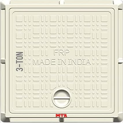MTR (somex) Fiber Reinforced Polymer (FRP) 3 Tons Capacity Manhole Cover | Chamber Cover | Sump Cover Color Marble White (18 x 18 x 1 Inch, Square Marble White)