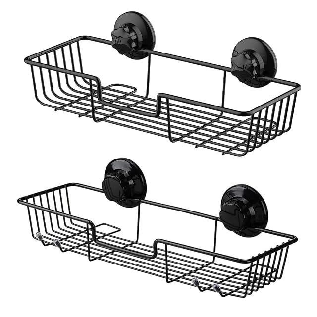 SANNO Suction Cup Shower Caddy Bathroom Caddies Storage Combo Organizer No Damage Suction Cup Rustproof Wire Basket for