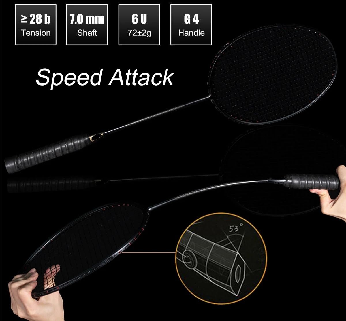 Badminton Set Racchetta da Badminton in Fibra di Carbonio Resistente(1Pcs White AirFilm)