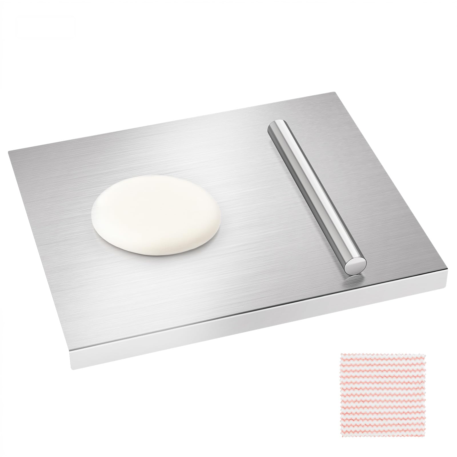 MOOTACO Stainless Steel Cutting Board,80x50cm with Fixed Plate,Suitable for Meat, Fruits, Vegetables, Bread, and Baking Large-Sized Cutting Boards
