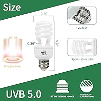 Vista 2 de LUCKY HERP Lámpara fluorescente compacta UVA UVB para reptiles 5.0, 13 W, lámpara tropical para terrario