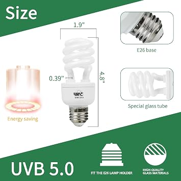 LUCKY HERP Reptile UVA UVB Light 5.0 13W Compact Fluorescent Tropical Terrarium Lamp