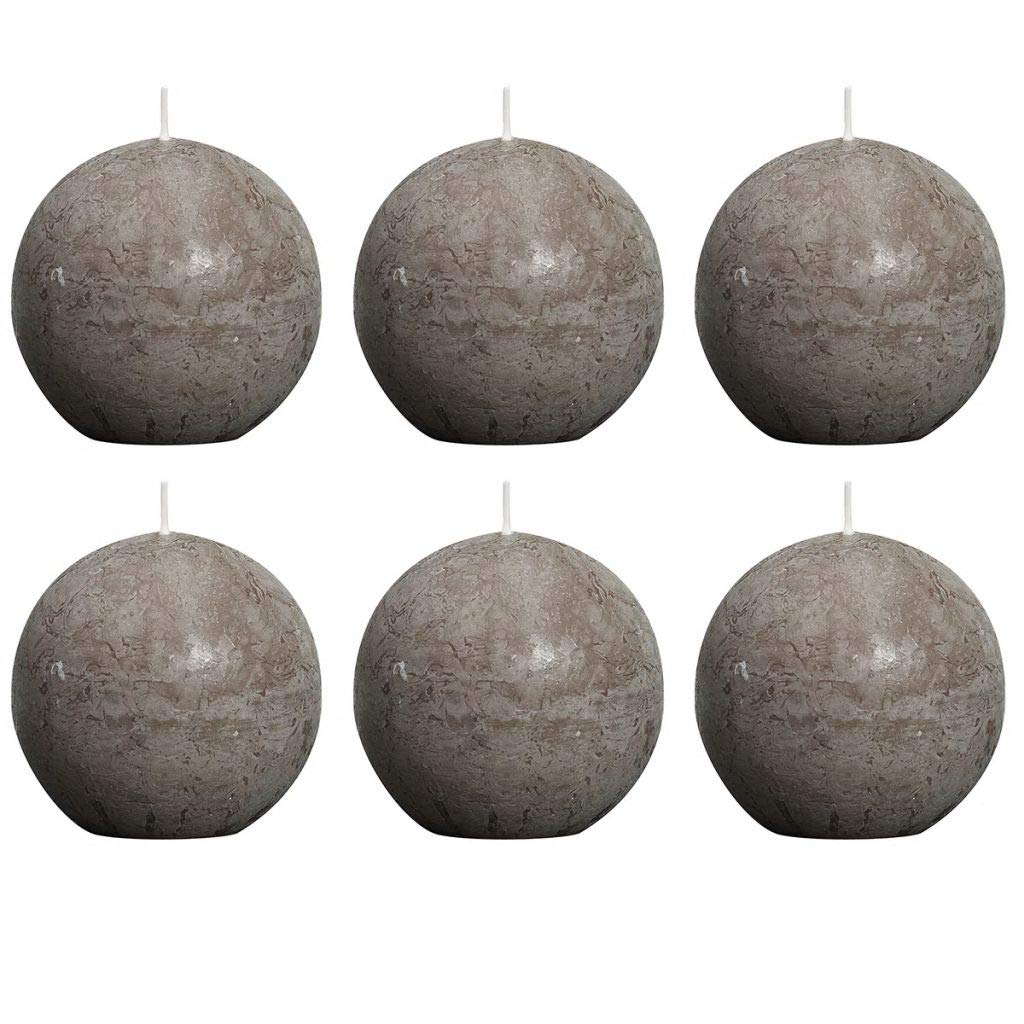 Rustic 103868090324 Ball Candle, Paraffin Wax, Taupe