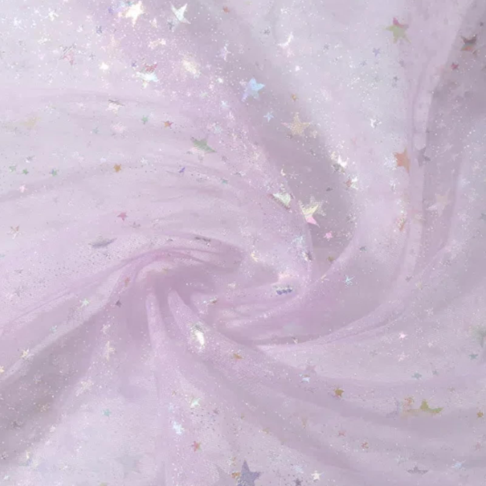 1.5mx1m Light Purple Glitter Star Fabric Shiny Bling Glitter Material Cloth Sparkly Star Mesh Fabric for DIY Crafts Sewing Party Favors