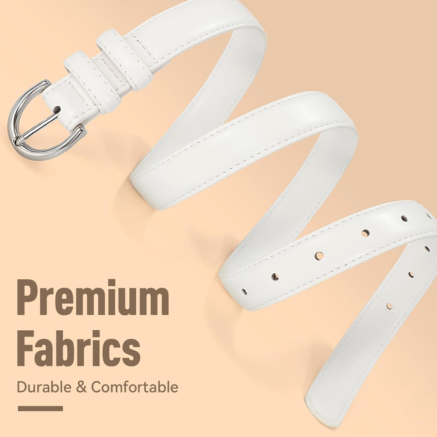 SANSTHS Women Leather Belt for Jeans Pants Fashion Ladies Skinny Belt for Dresses Thin Belt with Single Prong Buckle - Image 2