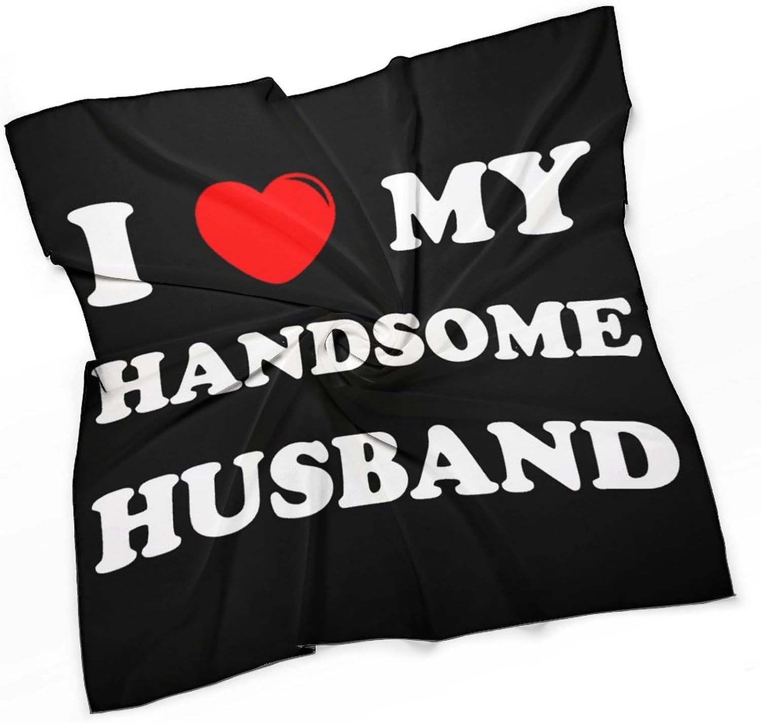 I Love My Handsome Husband Like Silk Bandanas Womens Head Scarf 27 Inch Hair Scarves Funny Printed