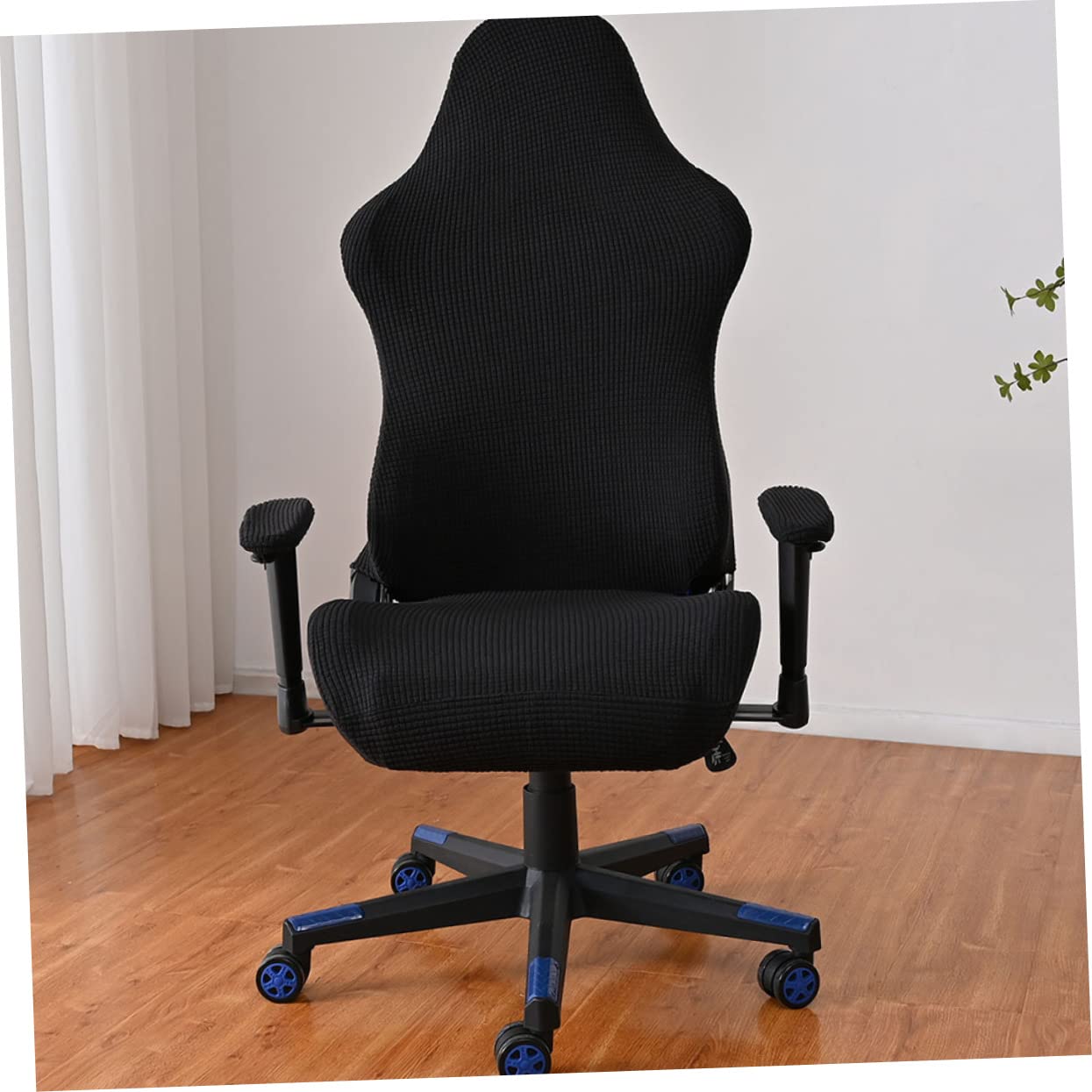 VILLCASE Copertura Protettiva per Sedia Gaming Elastica in Pile Nero | Anti-scolorimento e Pieghevole, per Sedia da Ufficio Computer e Poltrona Ufficio