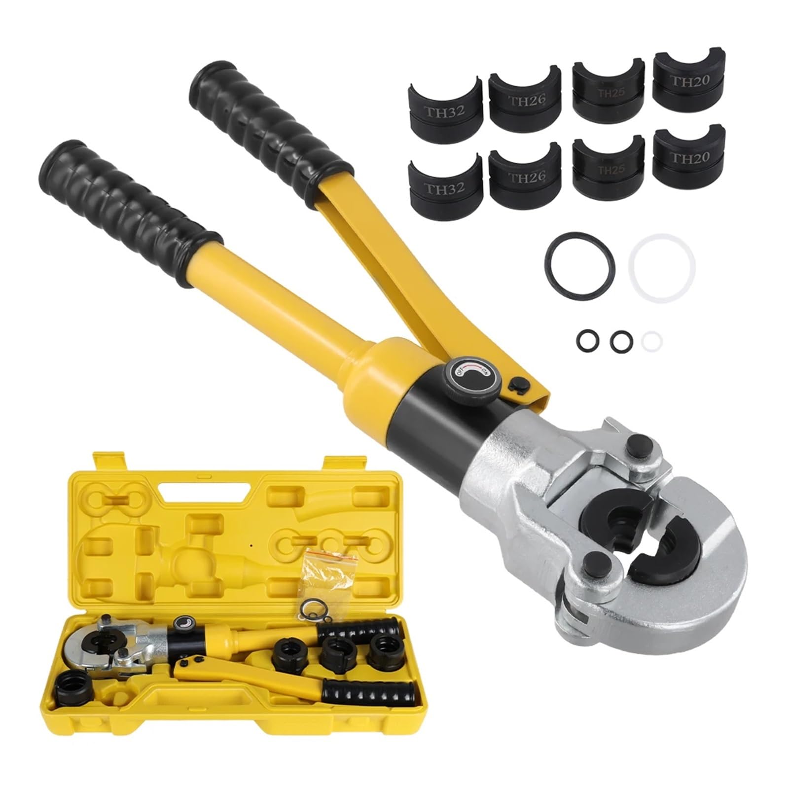 Otenc Th16/20/25/26/32 Hydraulic Cylinder, Hydraulic Pipe Crimping Tool Adjustable Crimper With Heavy-Duty Pressure For Copper Stainless Steel Pex Pipes Th V12/15/18/22/28()