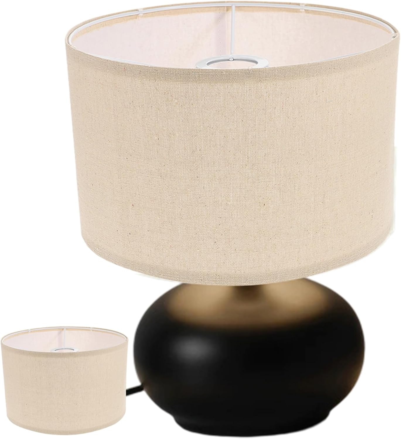 Floor Lamp Shades Table Fine Linen Lampshade Covers Removable Washable Drum Lampshades for Bedside Lamp, Table, Floor 7.86x7.86x7.07 Inch Khaki, shades for lamps