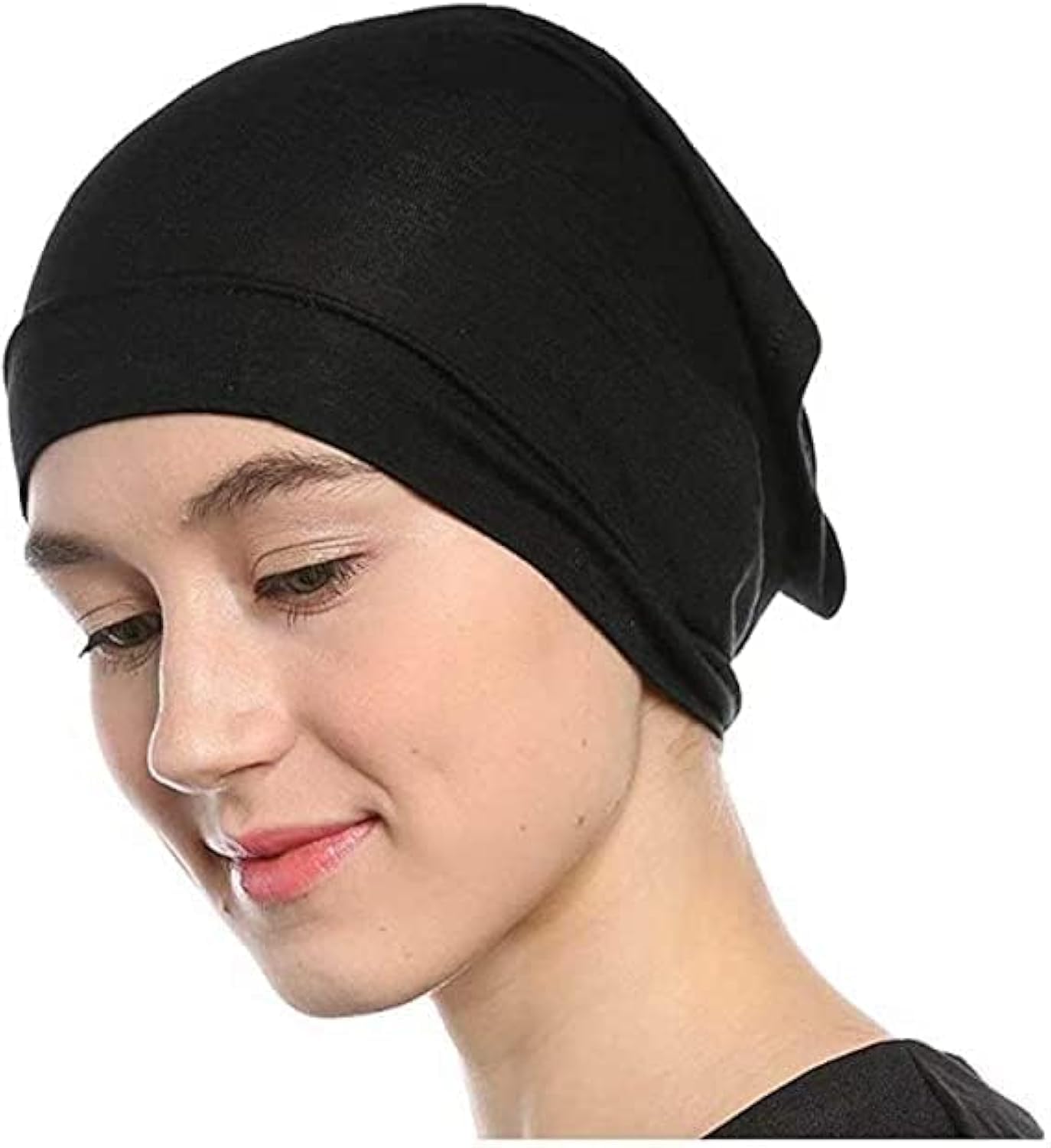 Women's Cotton Ninja Stretch Jersey Coverage Black Hijab Cap Under Head Wrap Under Scarf Head Wraps Headgear Headband Wristband Bandana Hijab Tube Unisex