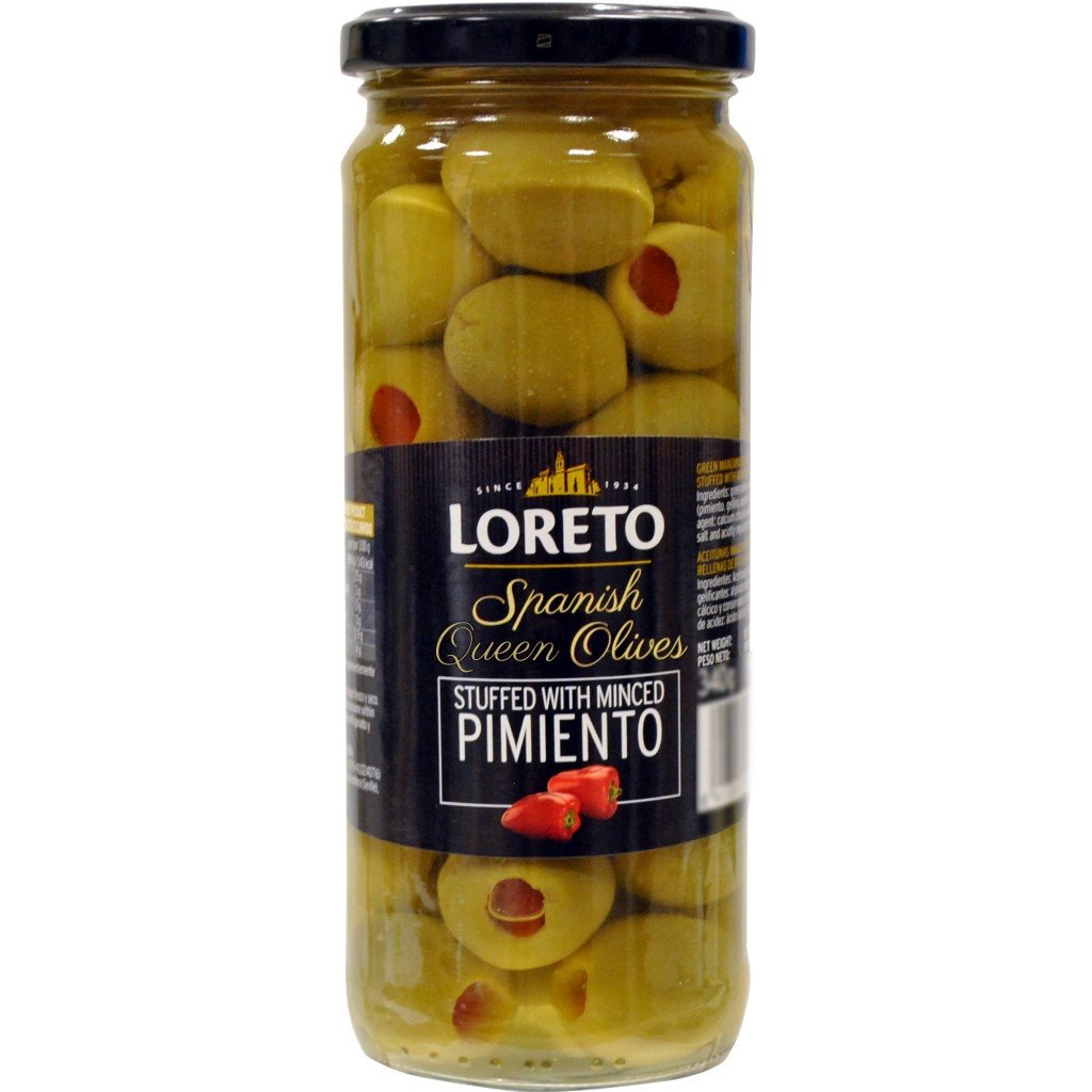 Loreto Spanish Olives Green Stuffed with Minced Pimiento, 15.52 oz ℮ 440 g