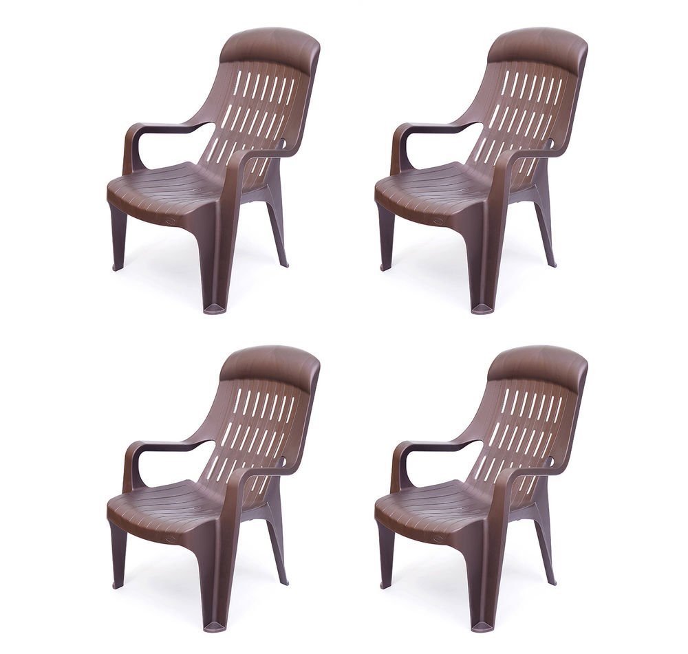 @home By Nilkamal Weekender Garden, Set of 4 Chair (Weather Brown,Plastic)-image-48