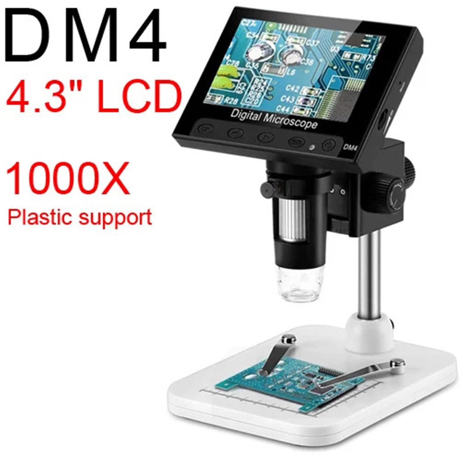 Gorący mikroskop 1200X regulowany wyświetlacz LCD 12 MP USB cyfrowy mikroskop lutowanie elektroniczna kontrola PCB narzędzie ciągłe (DM4 plastik)