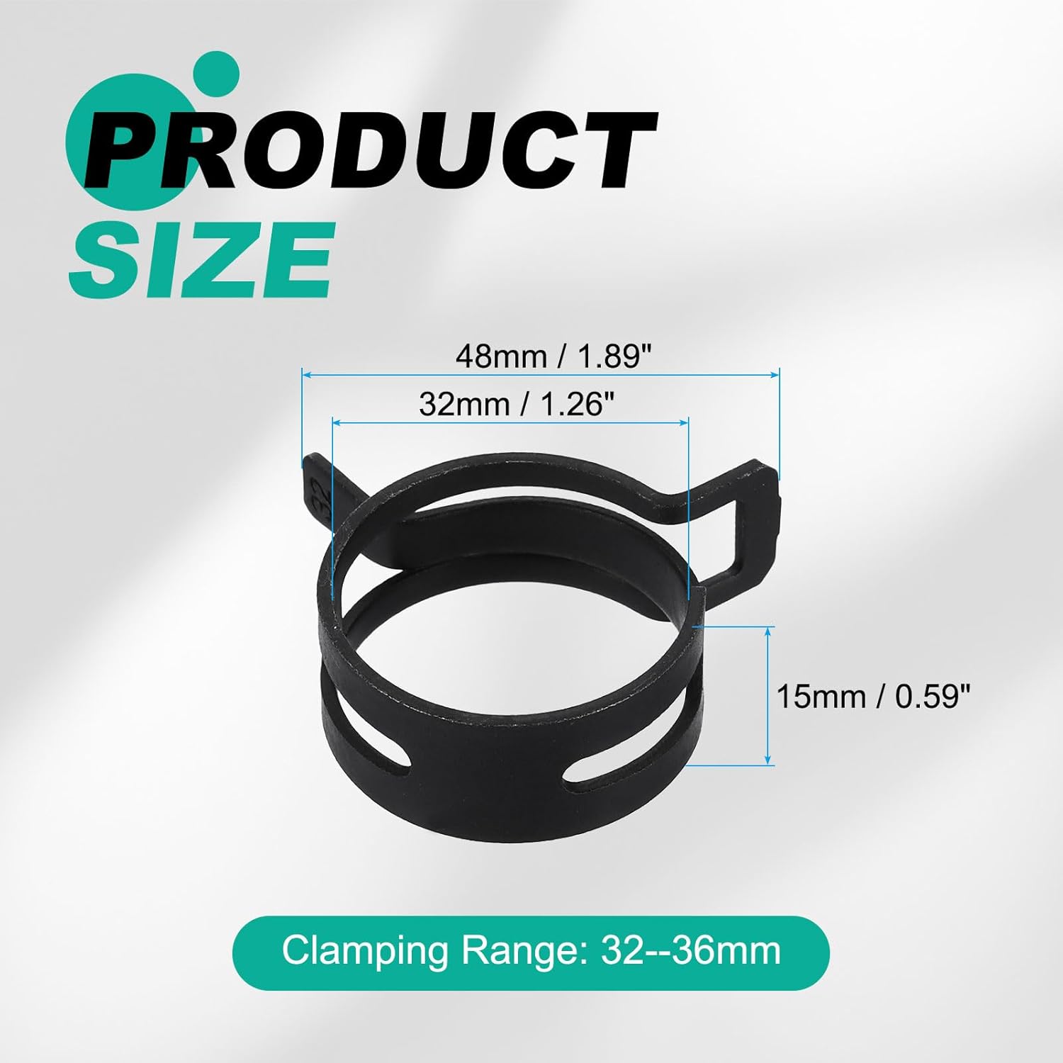 5 Pieces Spring Clamp Band Type 32 mm For Fuel Line Clamp Spring For Silicone Hose Clamp For Vacuum Tube Clamp Black