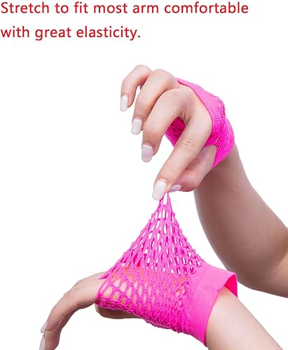 Miniatura 3 de Alvogimor Guantes de red, guantes de malla sin dedos, guantes de muñeca de nailon elástico para mujer, fiesta temática de los años 80, Halloween