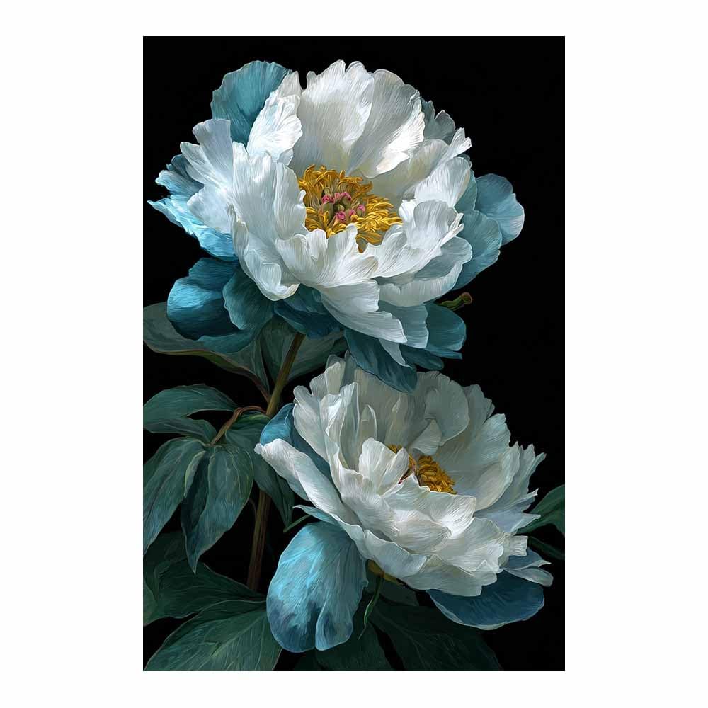 Xeniou Multicolor Flowers Canvas Teals Peony Flower Art Canvas Wall Art, For Bedroom Office Home Decorations(Multicolor)-60X90cm Unframed