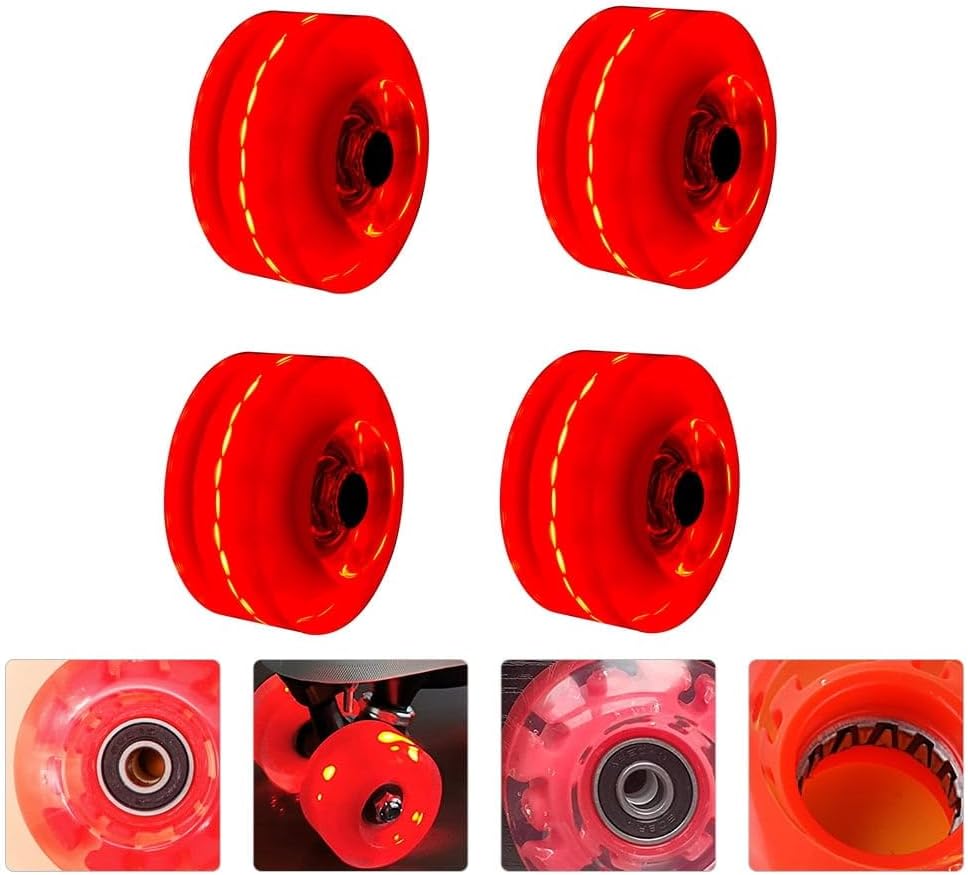 Skate Wheels Replacement, Roller Skate Wheels Luminous Skate Wheels Quad Skate Wheels for Indoor Or Outdoor Double Row Skating and Skateboard 32mmx58mm