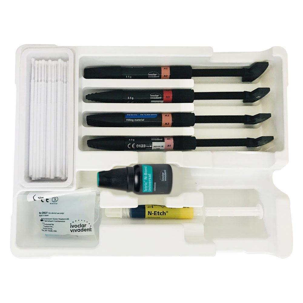 Ivoclar Vivadent Tetric N-Ceram Light Cure Composite Starter Kit with 4 syringe, 1 etchant, 1 bond
