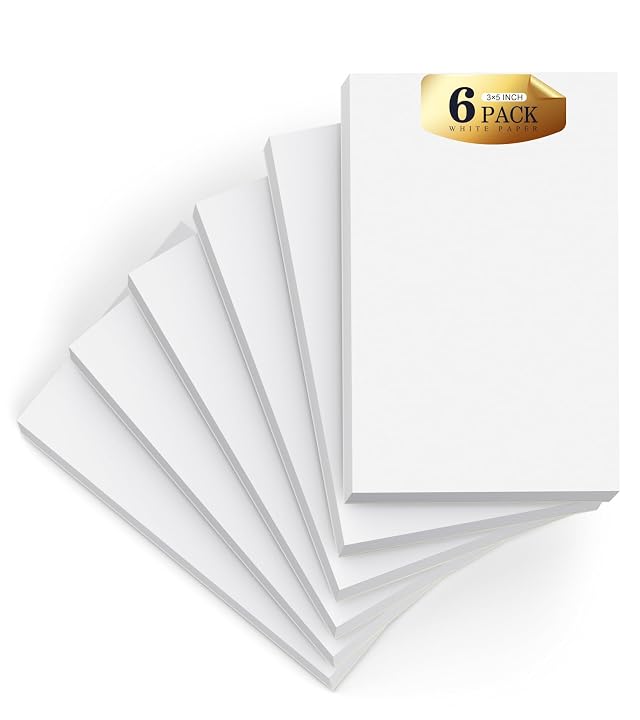 Notepads 3x5 6 Pack Small Note Pads Server Note Pad Scratch Pads 3x5 Memo Pads White Paper 50