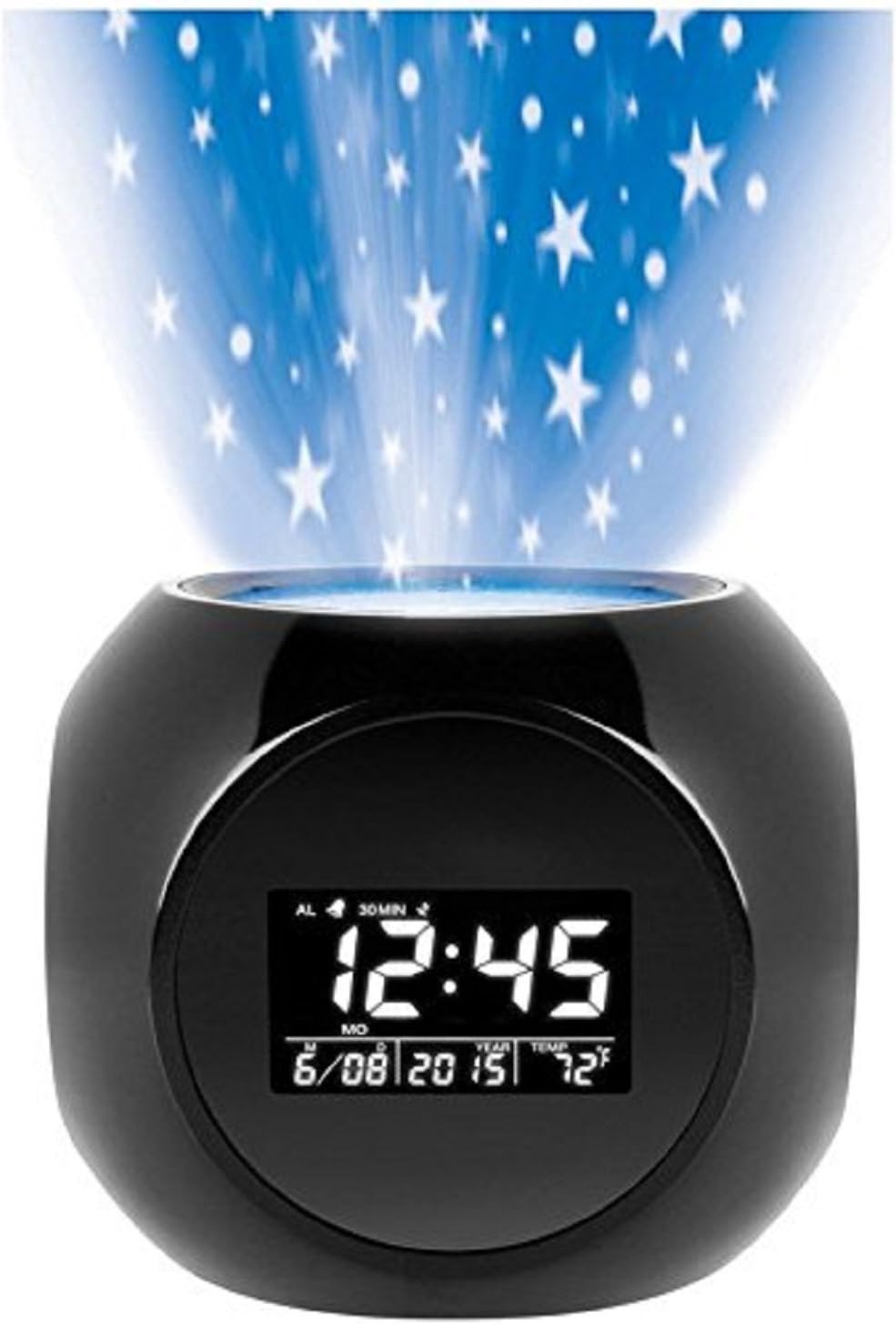 Sharper Image Digital LED Display Multi-Function Star Projection Alarm Clock with Nature Sound Therapy