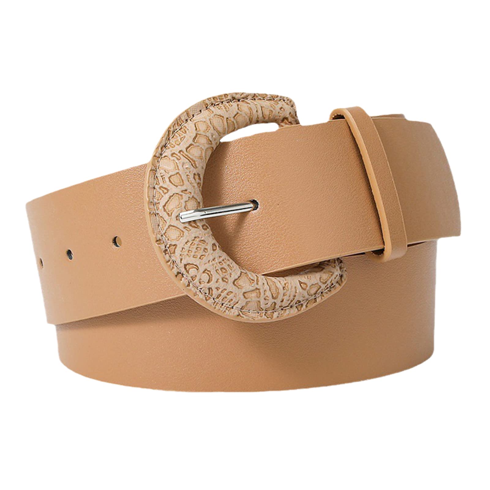 YOPADO Women's Faux Leather Wide Belt for Casual Jeans Dress Pants Pin Buckle Ladies Waistband (110cm/43.3", Khaki)