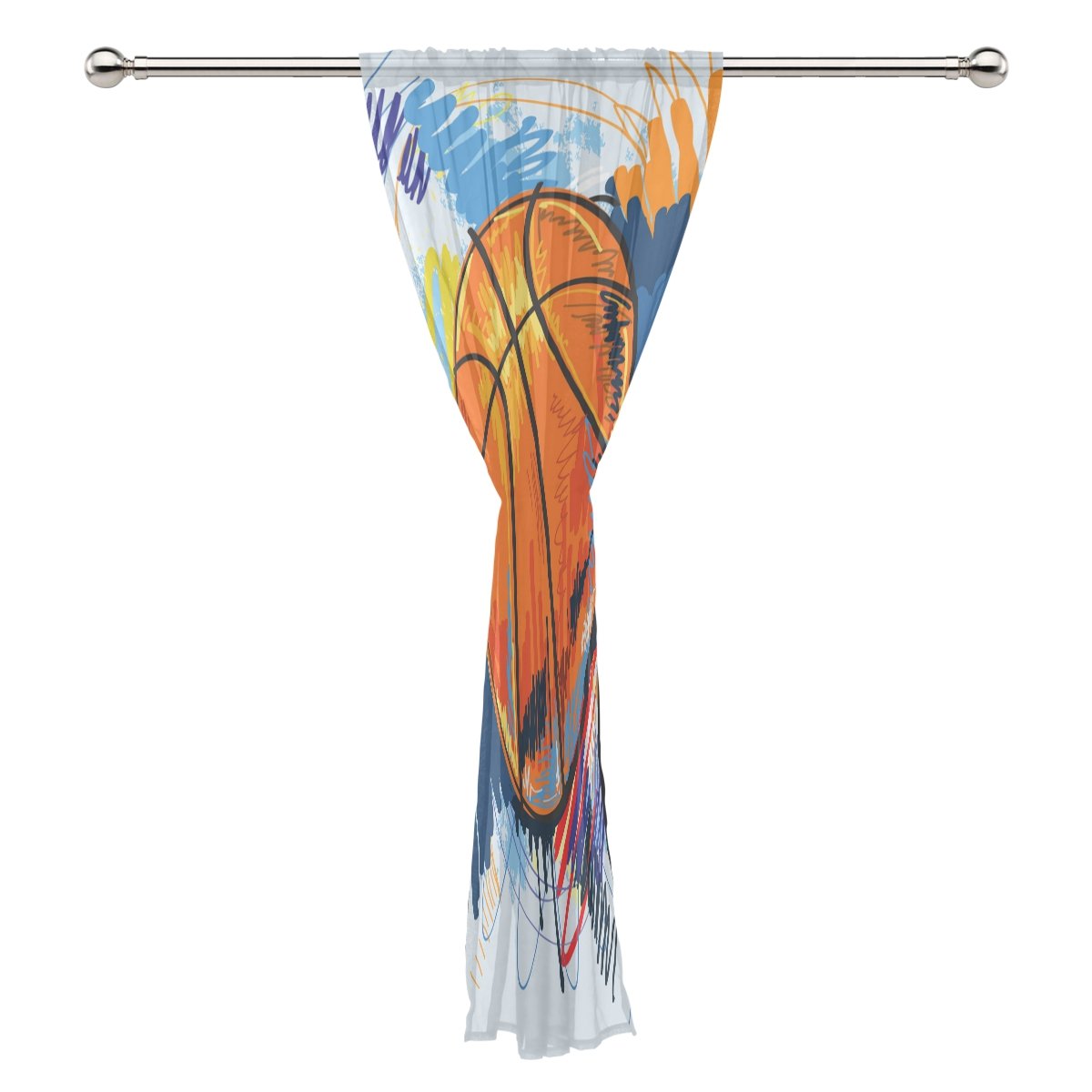 Tenda In Voile Con Stampa Basket Per Camera Da Letto - Pannello Singolo 140x198 Cm, Tessuto Morbido E Leggero, Chiaro Scuro