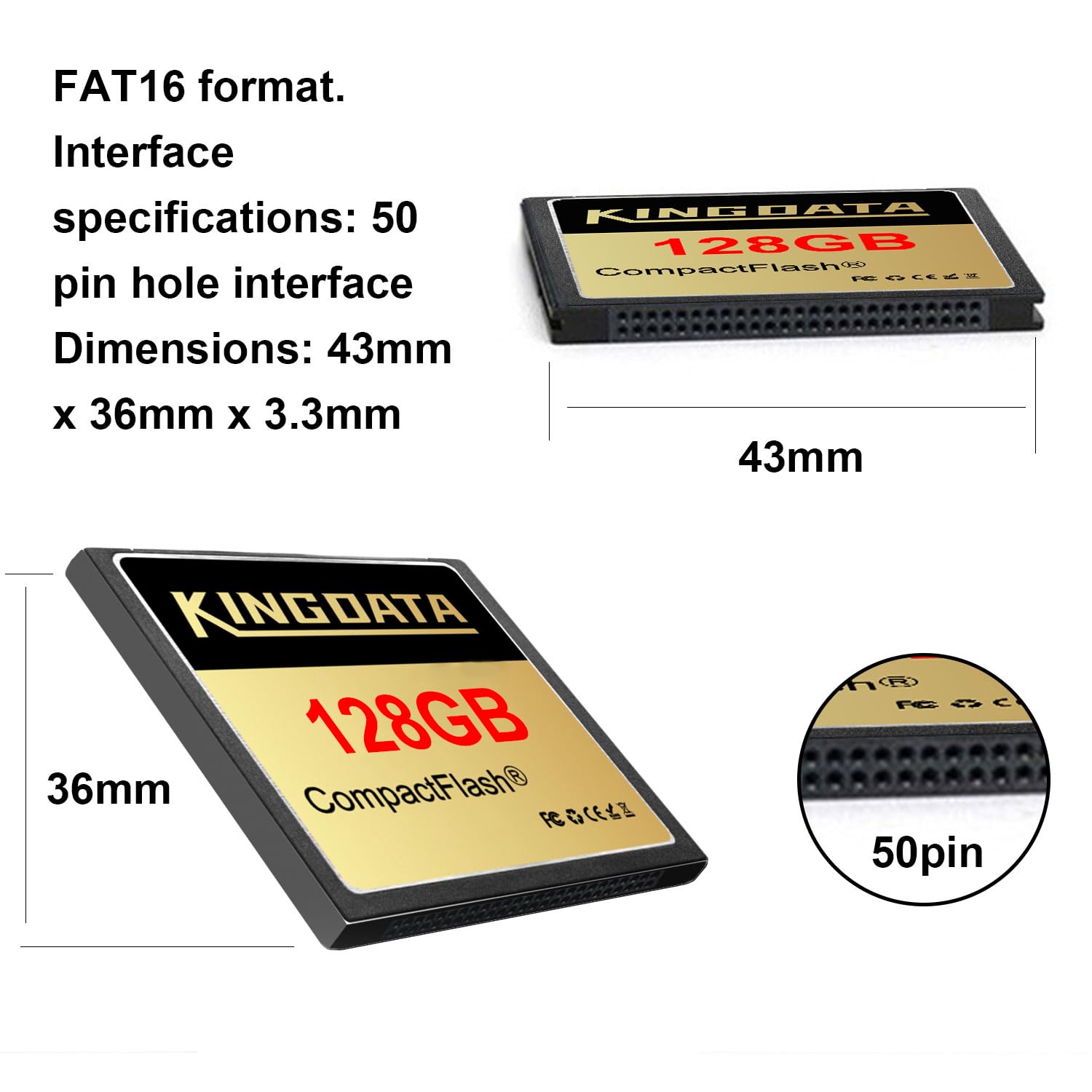 Scheda flash compatta CF800X da 128 GB, tipo I, velocità fino a 120 MB/s per fotocamere