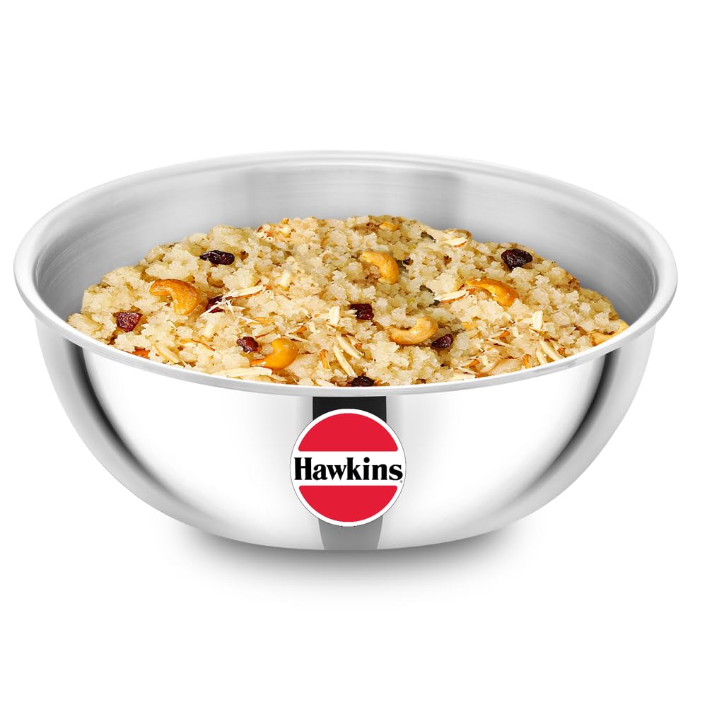 hawkins 1.5 litre metro kadhai, triply stainless steel induction tasla, silver (ssta15)