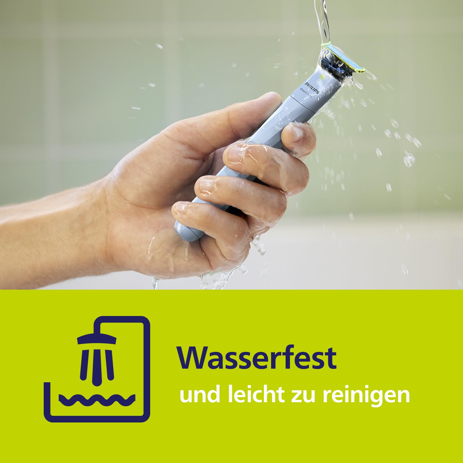 Philips OneBlade First Shave - Elektrisches Hybrid-Rasiersystem für besonders empfindliche Haut im Gesicht, 2x AntiFriction-Klingen, QP1324/30
