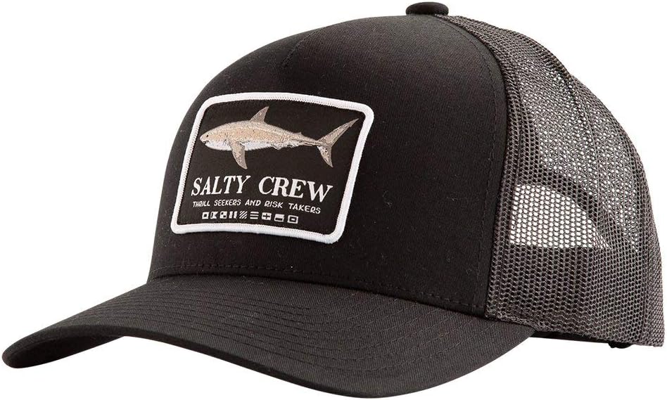 Salty Crew Shark Logo Retro Trucker Hat - Unisex Adjustable Baseball Hat for Adults - Premium Cotton