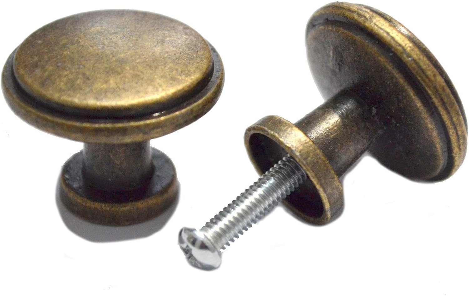 8 PCS Bronze Knobs Antique Round Drawer Handles Vintage Pulls Single Hole Decorative Hardware for Furniture Cabinet Cupboard Dresser Medium Size (Dia:1", Height:7/8")