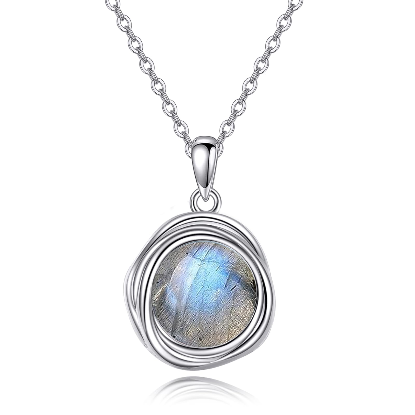 POPLYKE Labradorit-Kette Damen 925 Sterlingsilber Labradorit-Schmuck Geschenke für Sie