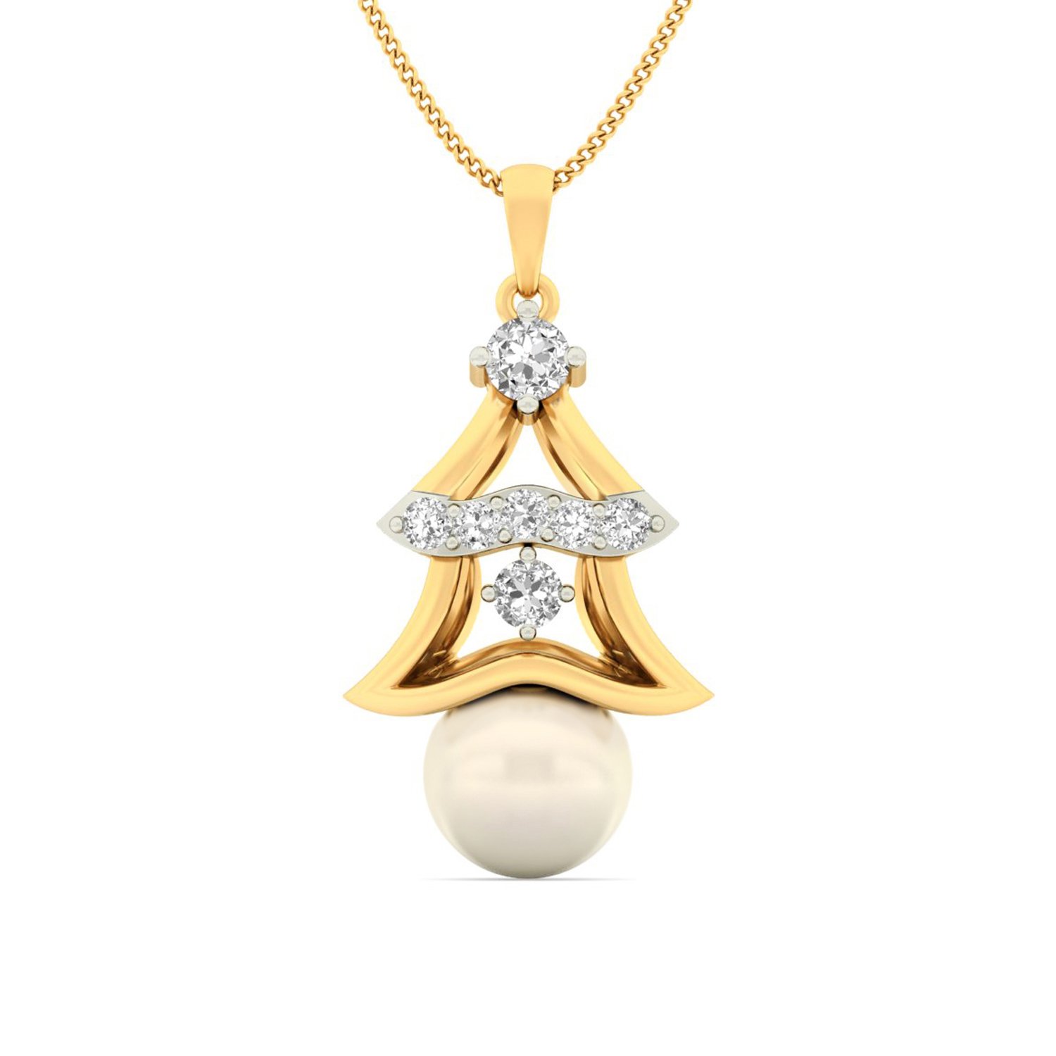 pc jeweller The Claus 18KT Yellow Gold, Diamond & Pearl Pendant-picture-35