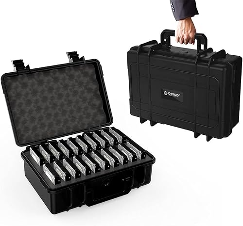 ORICO Estuche para disco duro de 3.5 pulgadas, 20 bahías, caja de almacenamiento de disco duro externo de espuma, estuche de transporte antiestático