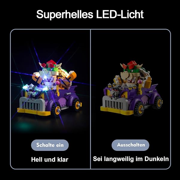 Juego de luces LED para Lego Super Mario Camión Monstruo de Bowser - Set de expansión (sin Lego), Set de iluminación de decoración para Lego 71431 Set de expansión del Coche Músculo de Bowser Juguetes - 4
