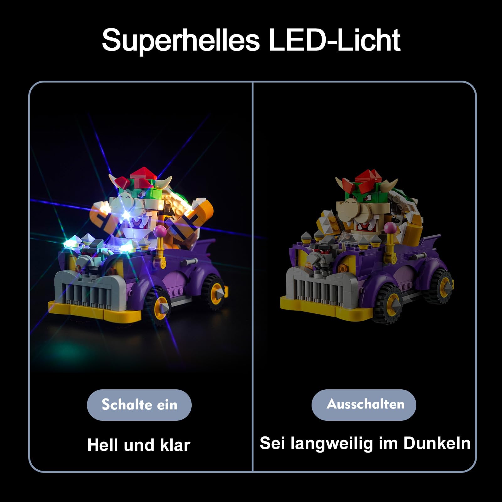 Juego de luces LED para Lego Super Mario Camión Monstruo de Bowser - Set de expansión (sin Lego), Set de iluminación de decoración para Lego 71431 Set de expansión del Coche Músculo de Bowser Juguetes — view 4