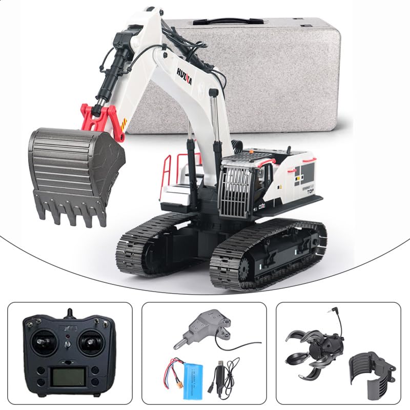 1/14 HUINA RC metallo escavatore modello giocattolo 1594 luce radio batteria 22 canali suono