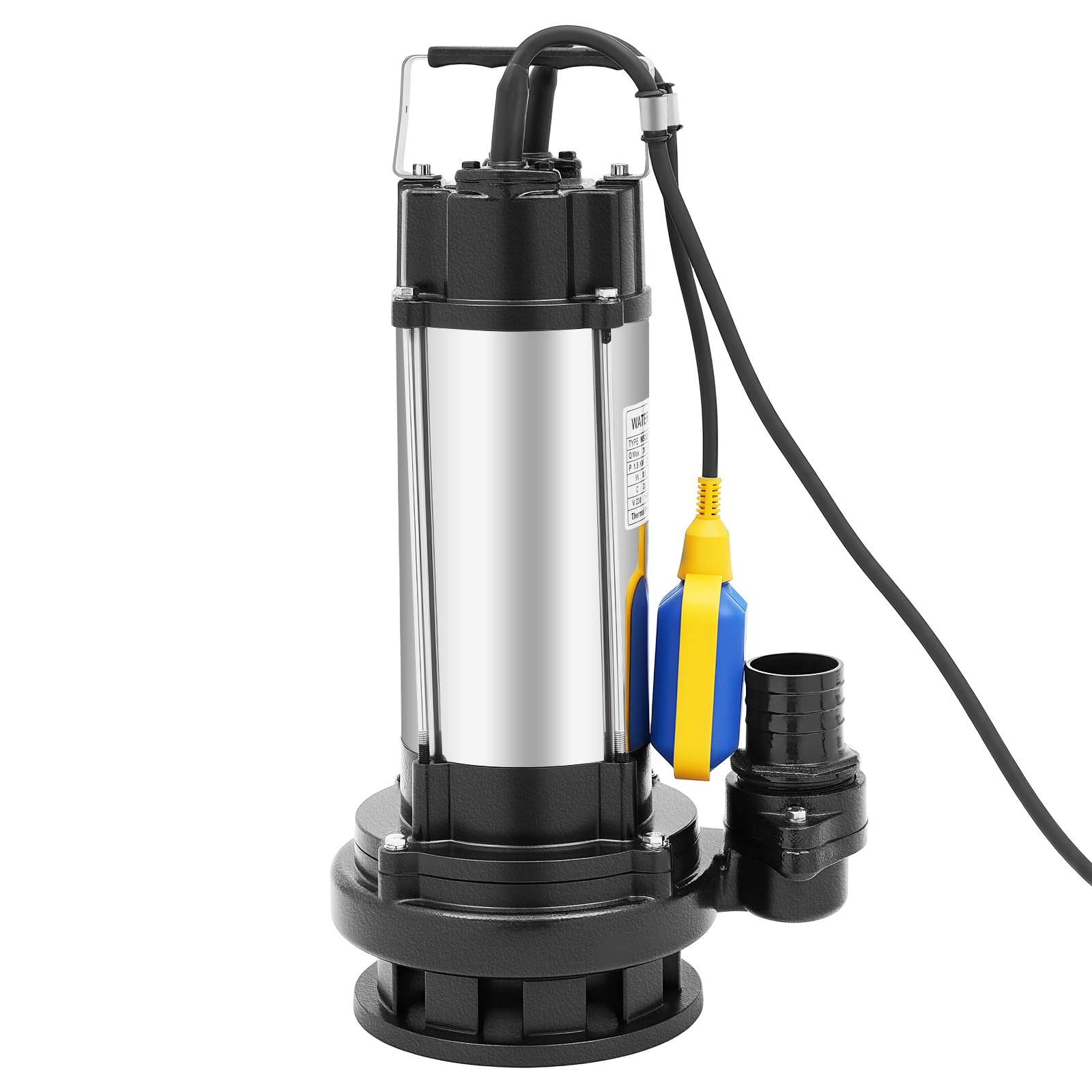 Pompa d'Acqua Sommergibile, Elettropompa a Immersione per Acque Sporche Nere Scure 1.5KW 2HP Pompa Sommersa Acque Sporche in Acciaio Inox IP68 2850r/min Testa 22m per Piscina, Pozzetto