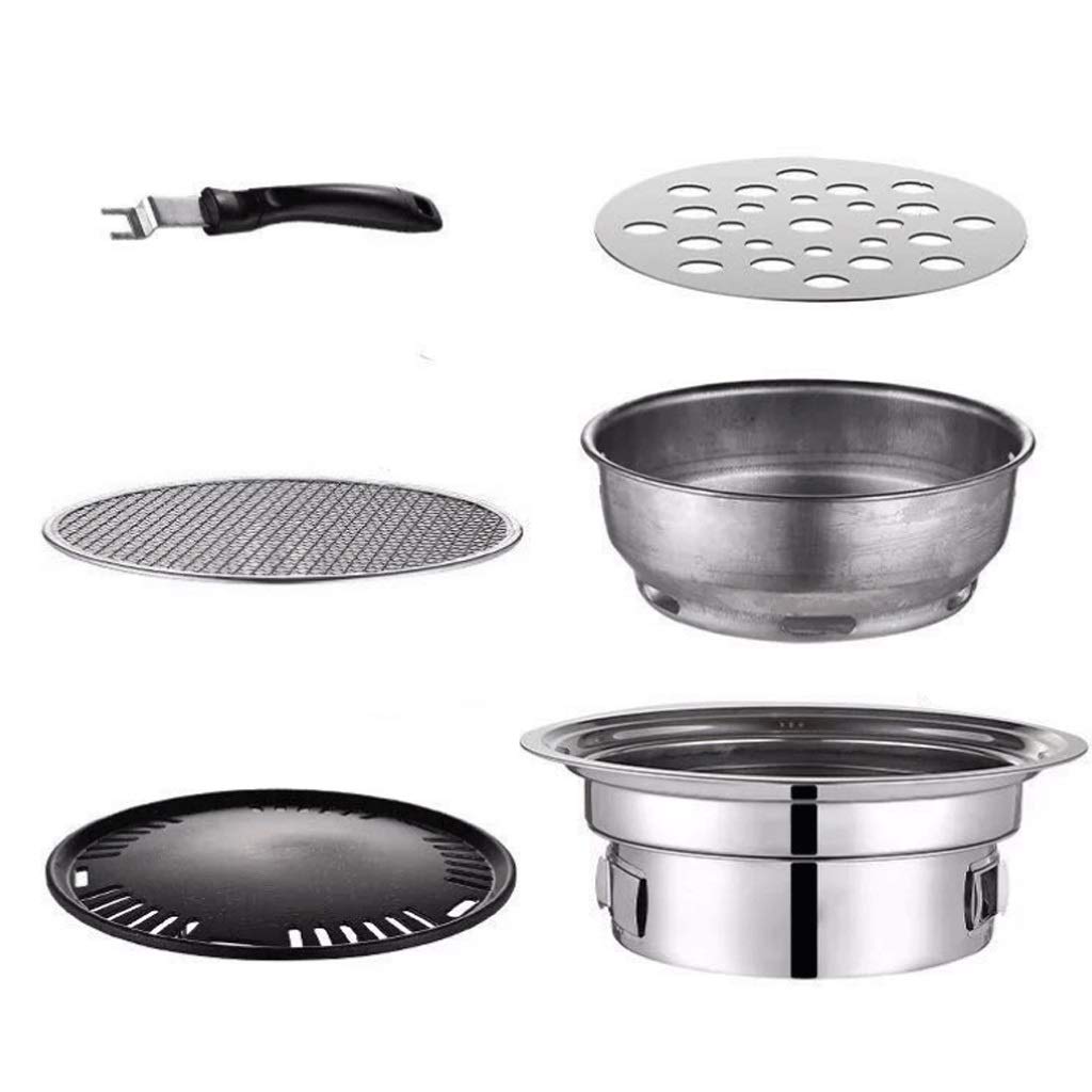 Ogród ognisko okrągłe ze stali nierdzewnej 40 cm na zewnątrz patio stal ognisko miska grill na podwórko, kemping, piknik, ognisko, ogród W miska do grilla (rozmiar: średni)