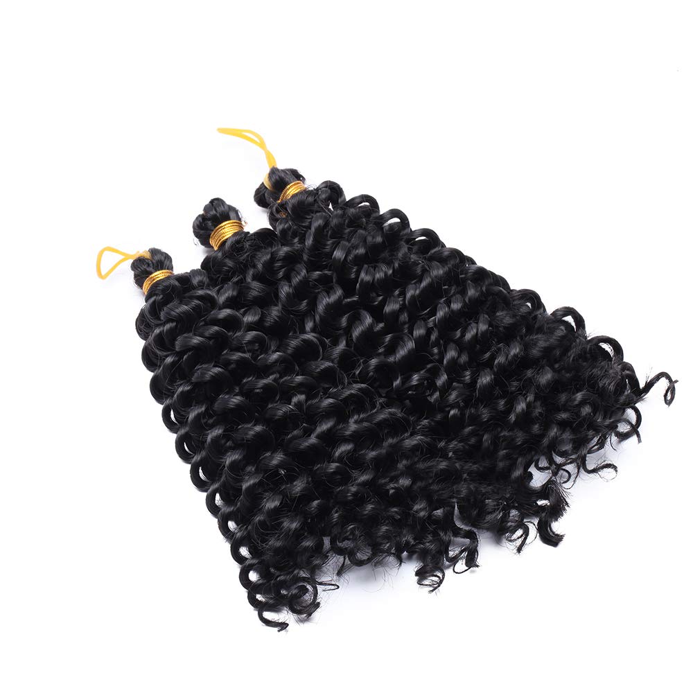 8"(20cm) 3PCS SEGO Pelo Sintético Rizado para Trenzas Africanas [Negro] Extensiones Cabello Se Ve Natural Crochet Twist Braiding Hair Water Wave (60Roots,90g)