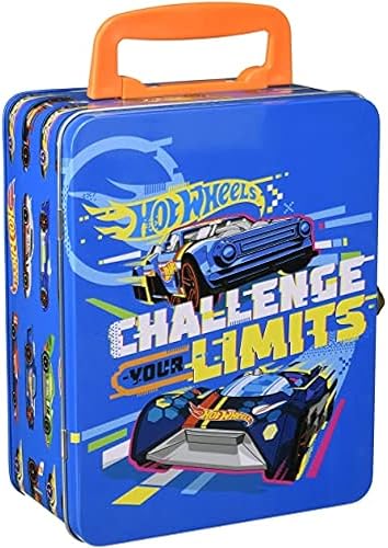 Theo Klein 2883 Hot Wheels - Estuche de almacenamiento de metal I con compartimentos de almacenamiento para hasta 18 autos I Dimensiones 8.3 in x